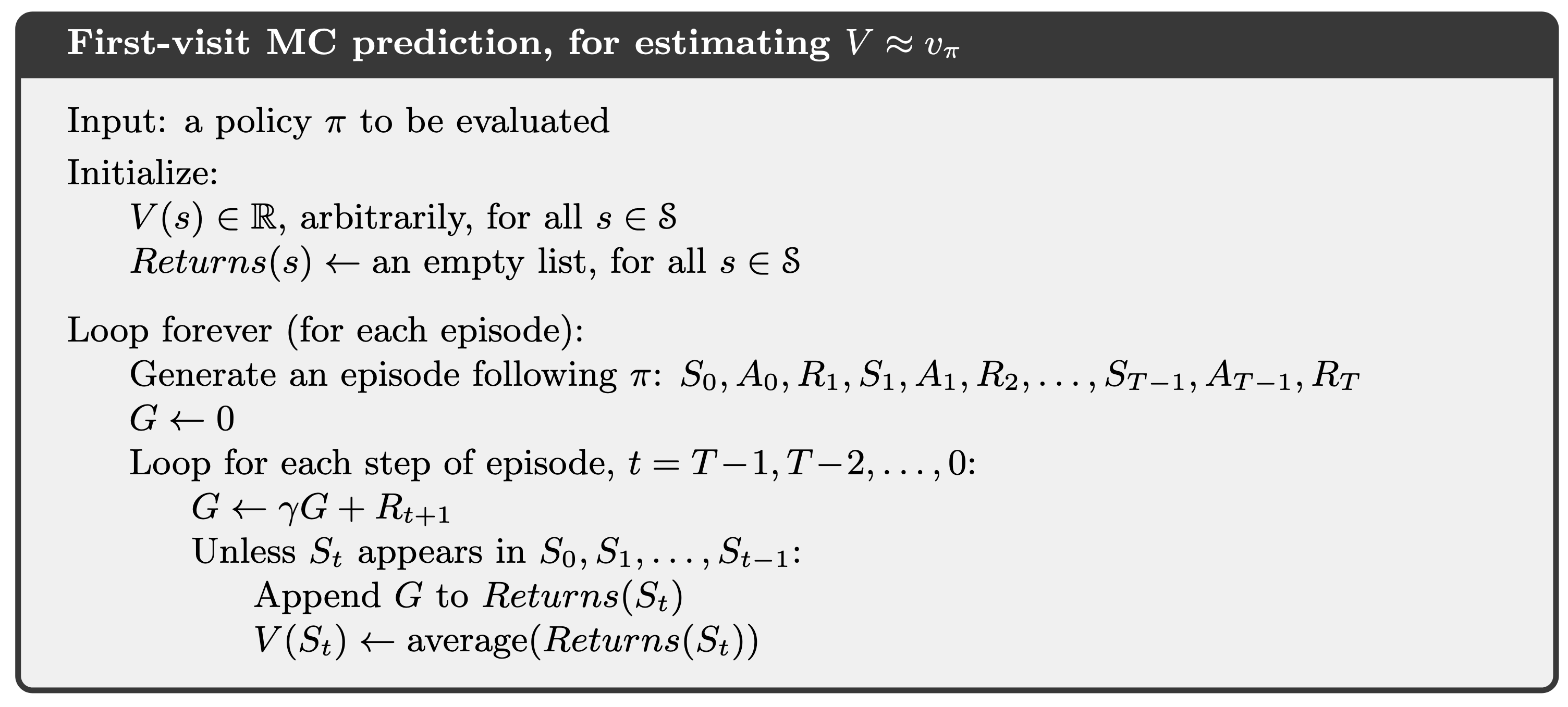 the first visit Monte Carlo method