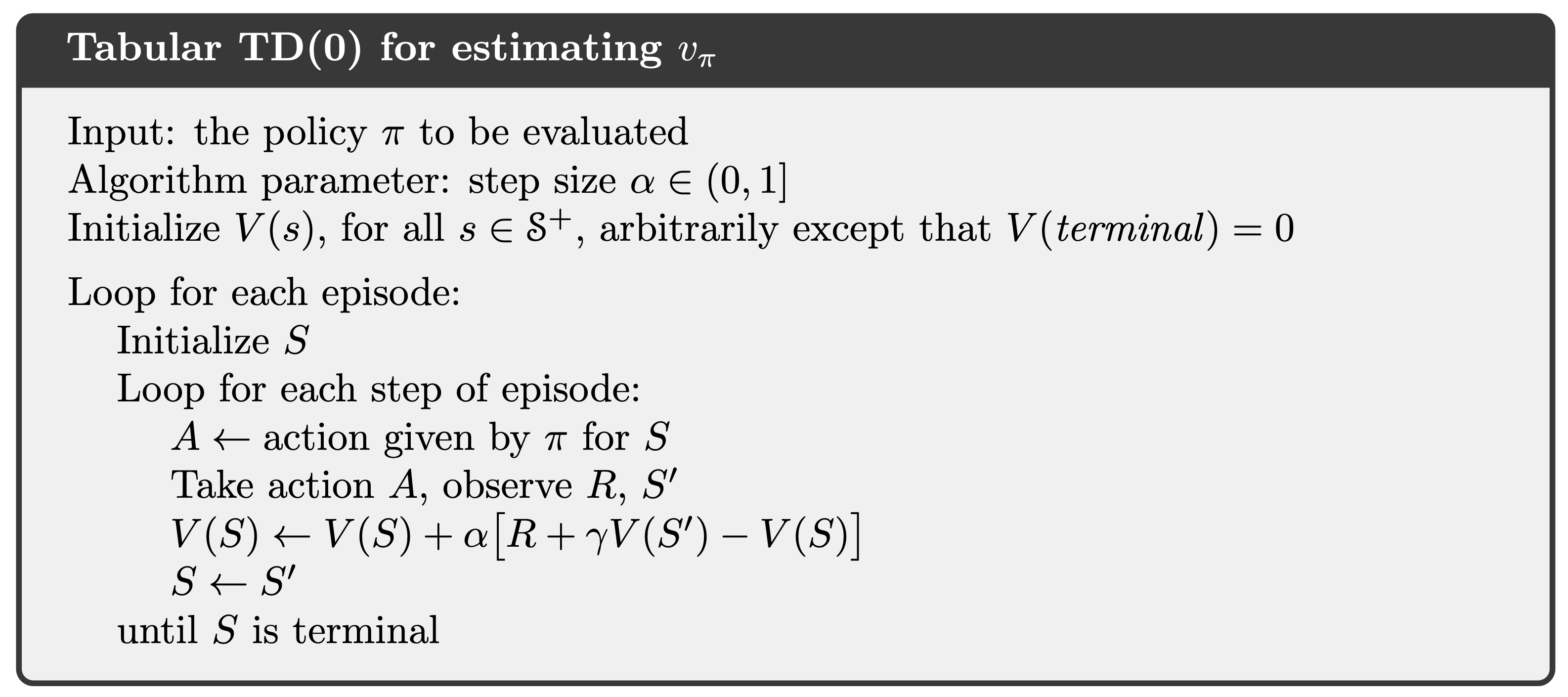 tabular TD(0) for estimation state value function